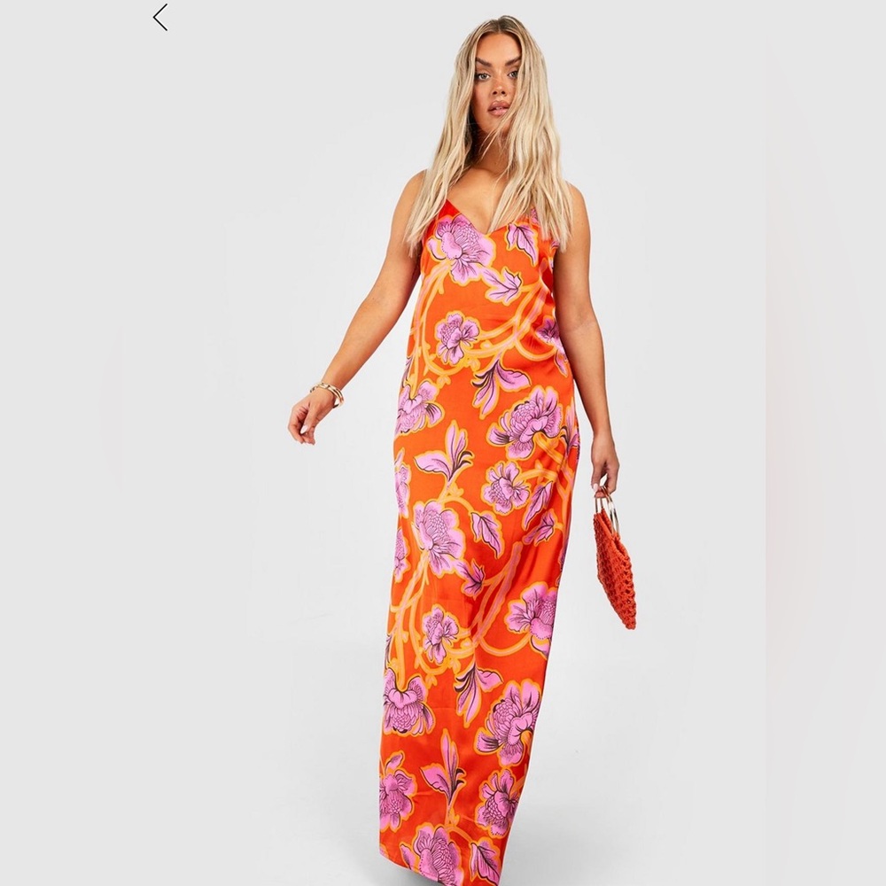 Boohoo Plus Size Satin Maxi Dress